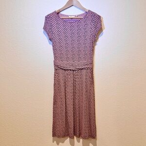 Boden Pink Floral-Pattern Cap Sleeve Midi Dress Size 6R